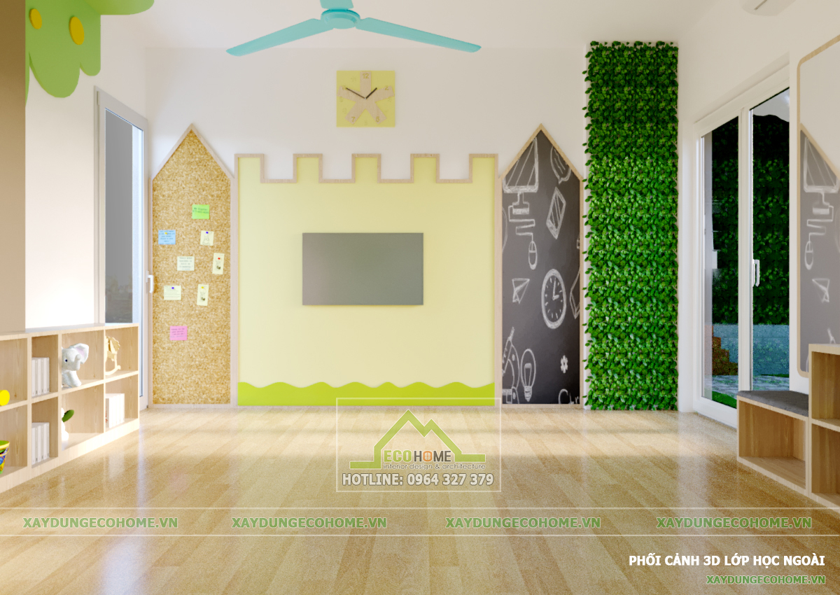 Thiết kế nội thất trường mầm non nắng xanh