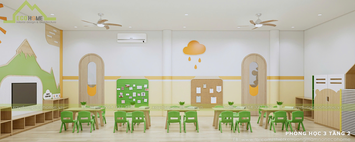 thiết kế trường mầm non mầm xanh