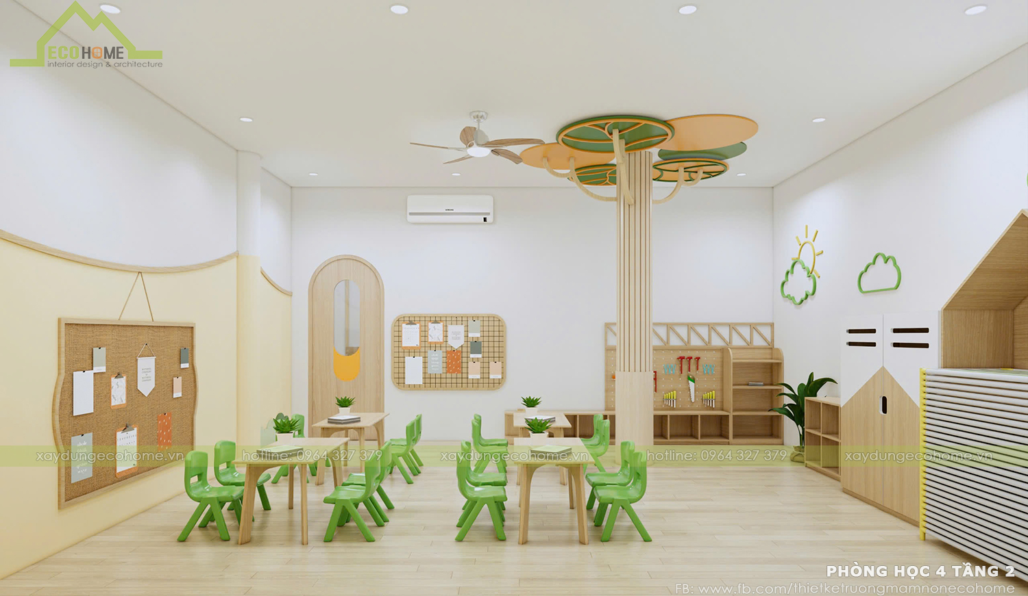 thiết kế trường mầm non mầm xanh