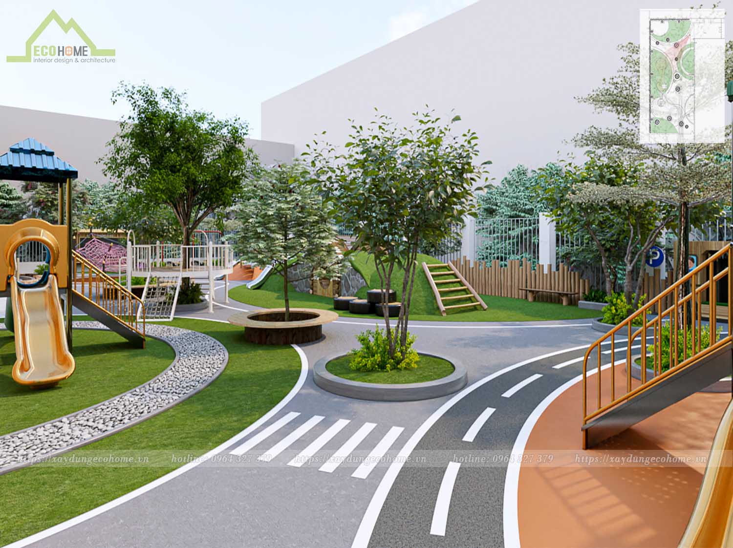 Trang trí mầm non sân chơi