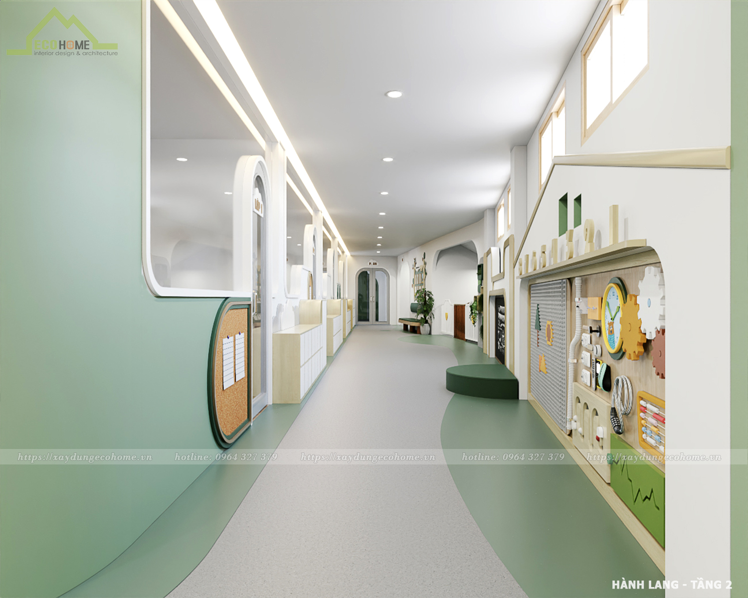 Trang trí mầm non hành lang