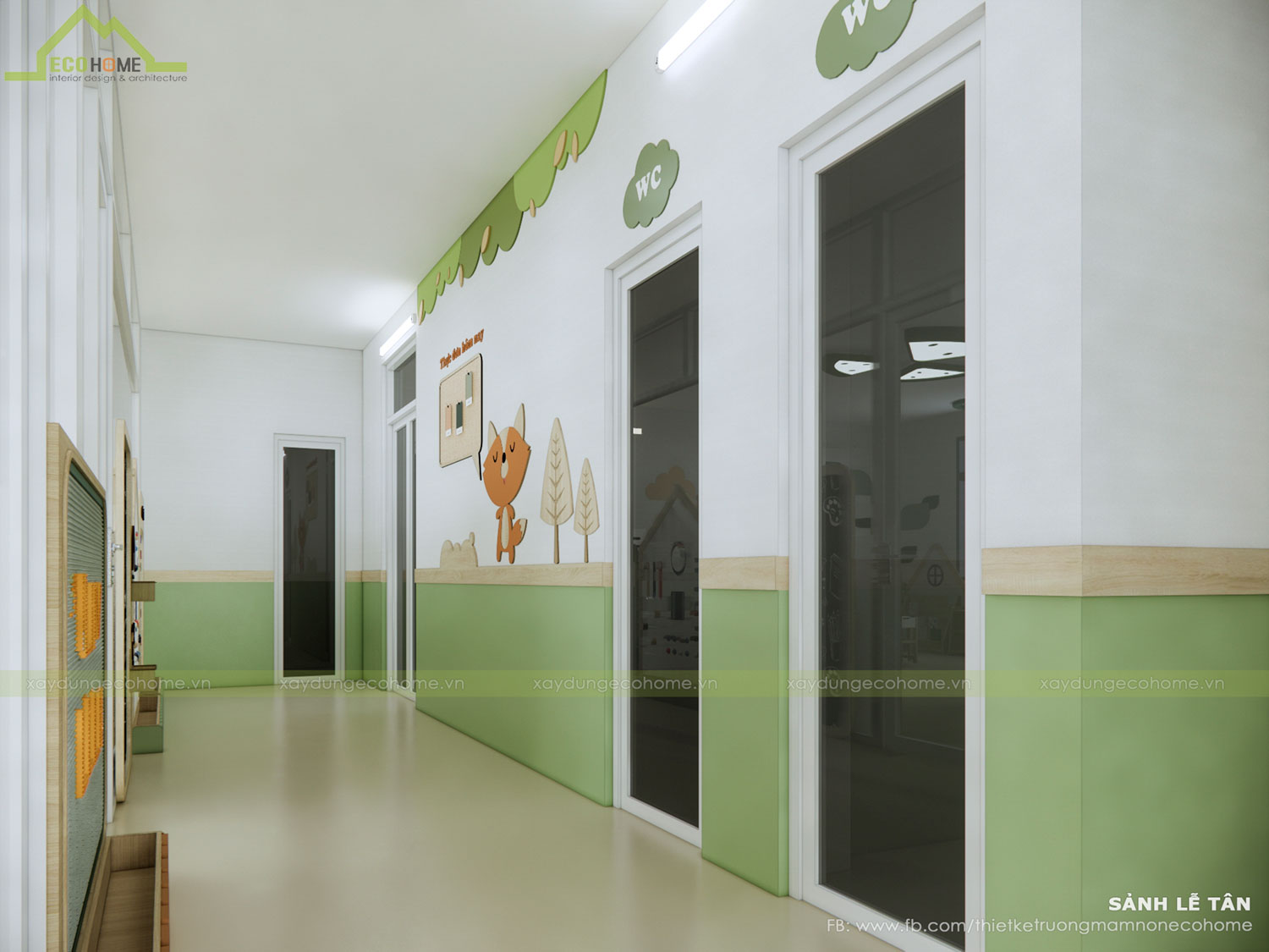 thiết kế trường mầm non tư thục hoa thủy tiên