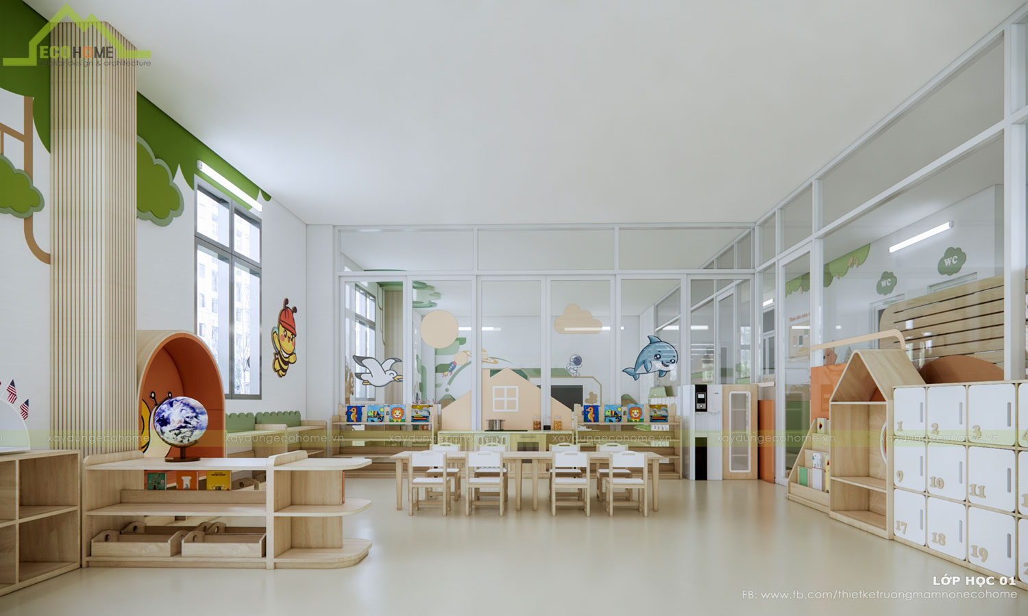 thiết kế trường mầm non tư thục hoa thủy tiên