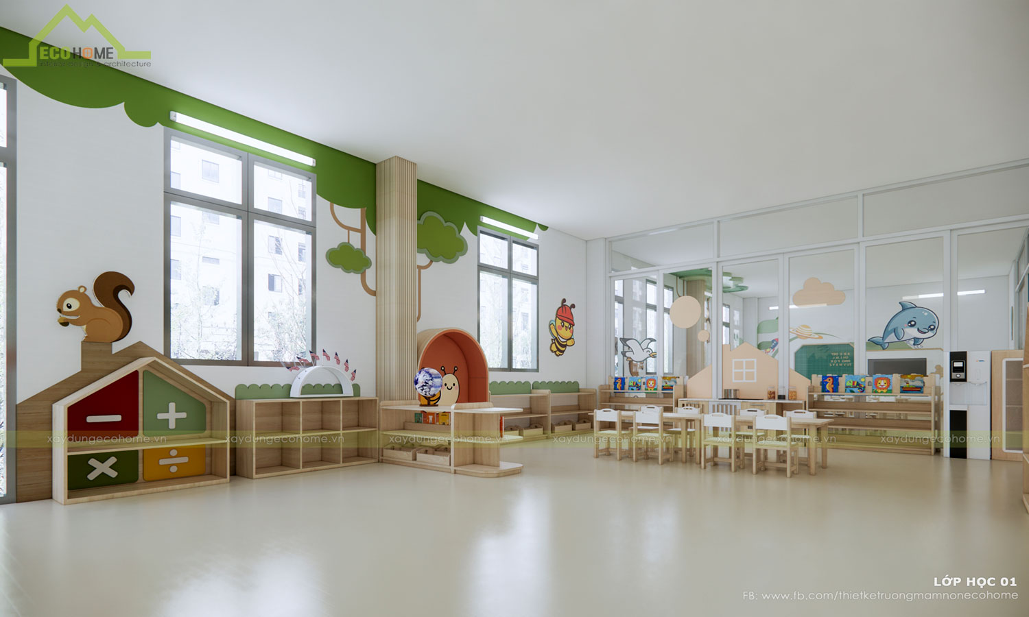 thiết kế trường mầm non tư thục hoa thủy tiên