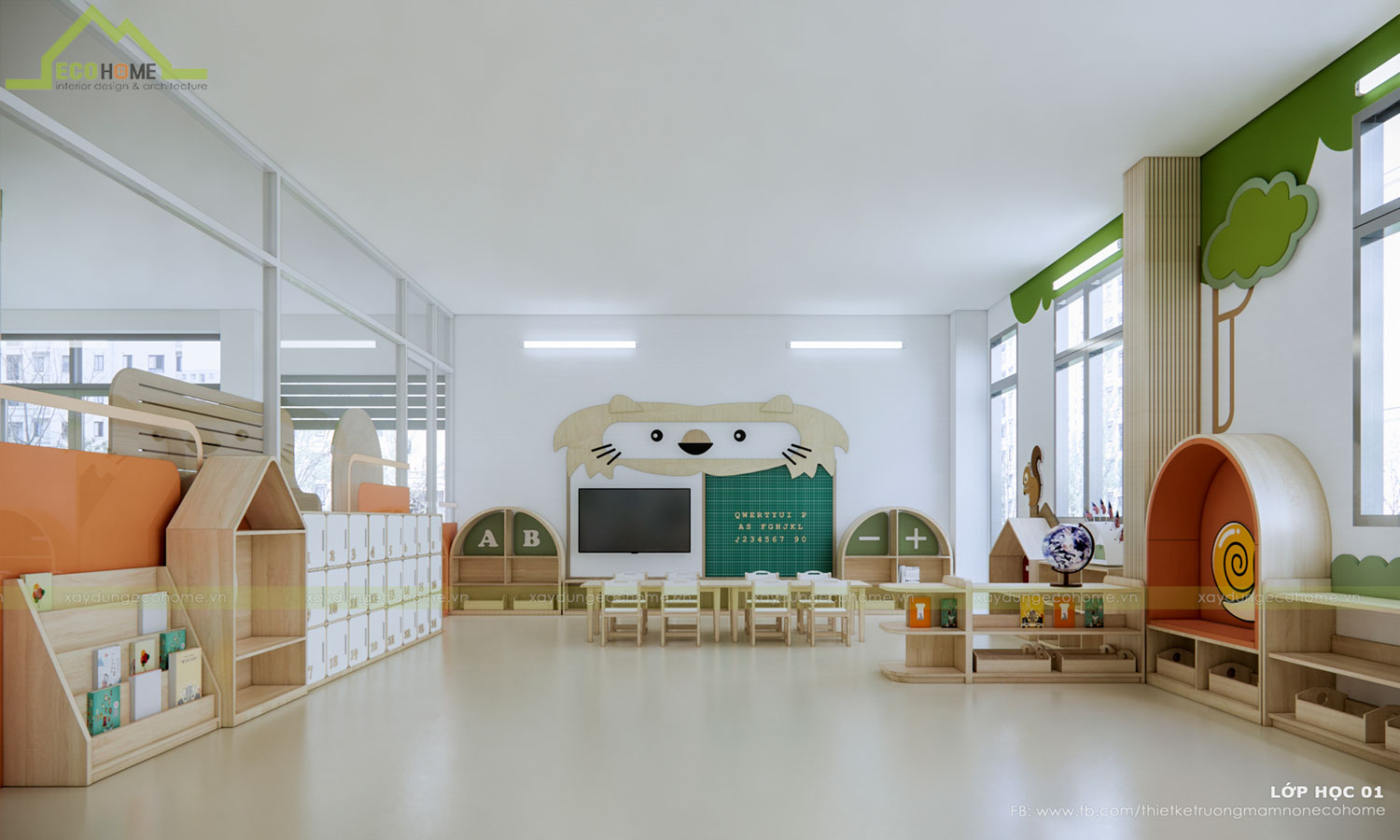 thiết kế trường mầm non tư thục hoa thủy tiên