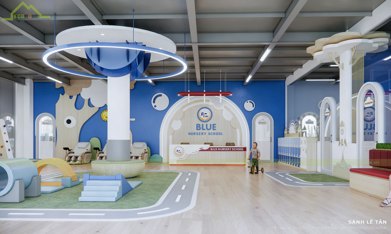 Thiết kế trường mầm non Blue