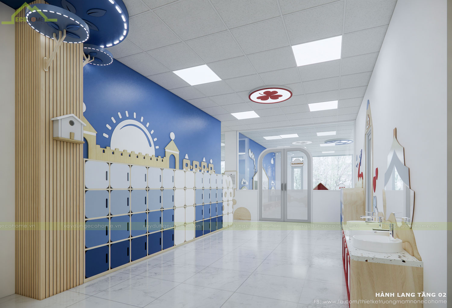 Thiết kế trường mầm non Blue