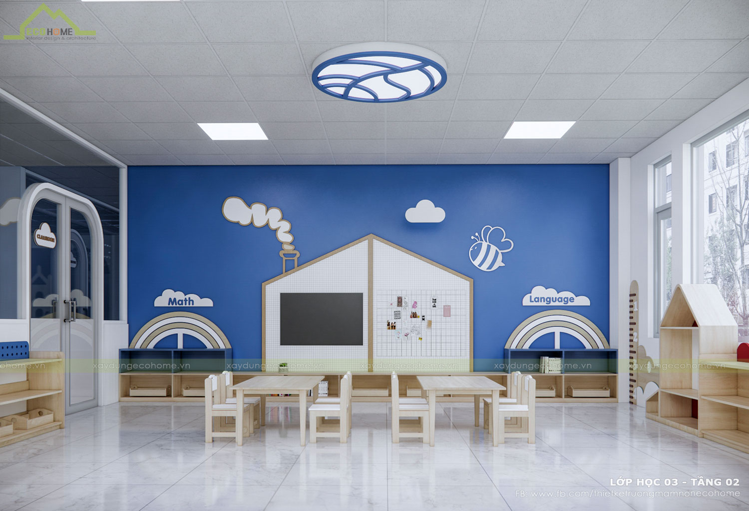 Thiết kế trường mầm non Blue
