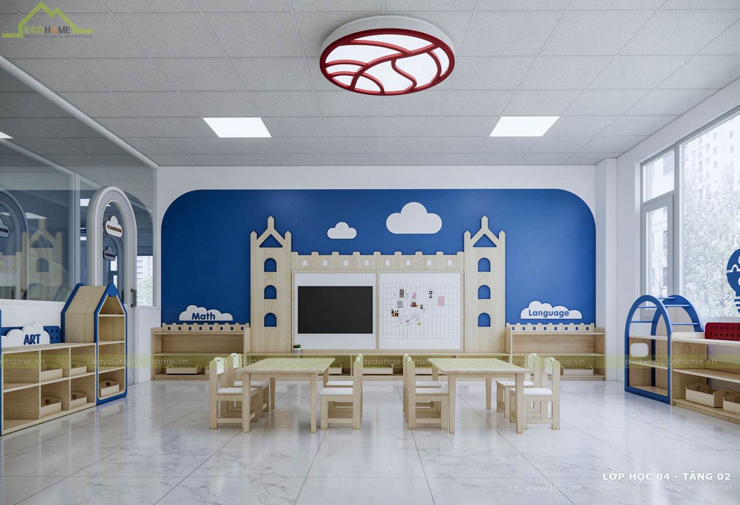 Thiết kế trường mầm non Blue