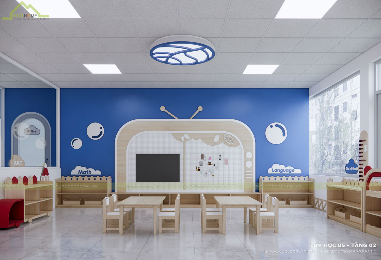 Thiết kế trường mầm non Blue