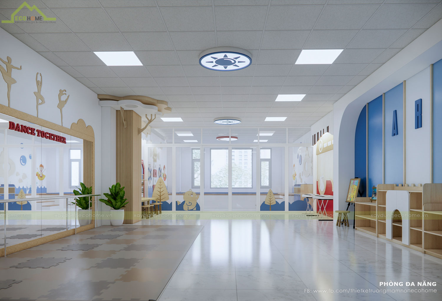 Thiết kế trường mầm non Blue