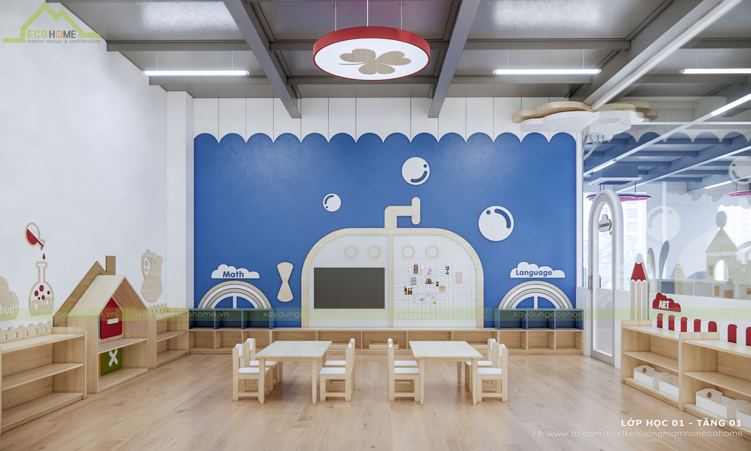 Thiết kế trường mầm non Blue