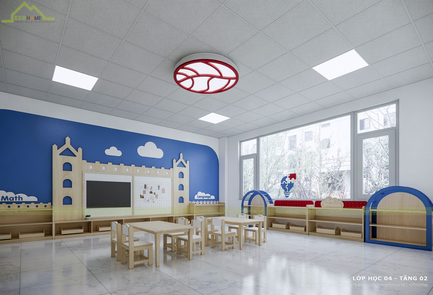 Thiết kế trường mầm non Blue