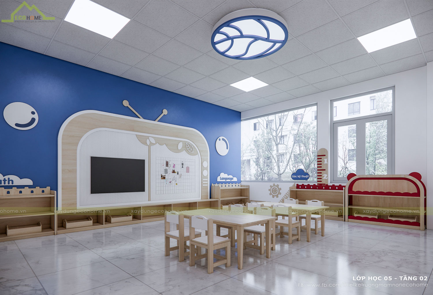 Thiết kế trường mầm non Blue