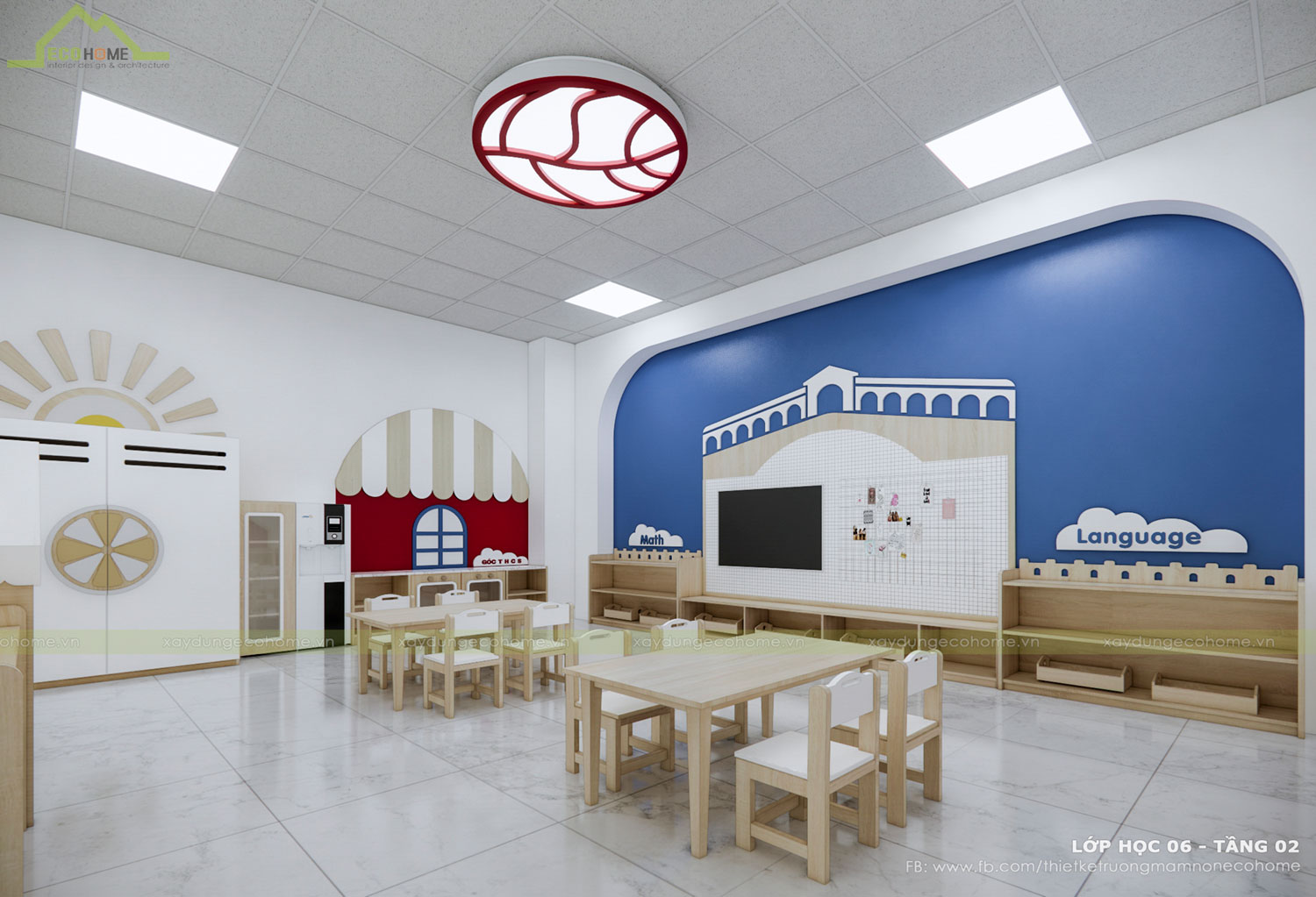 Thiết kế trường mầm non Blue