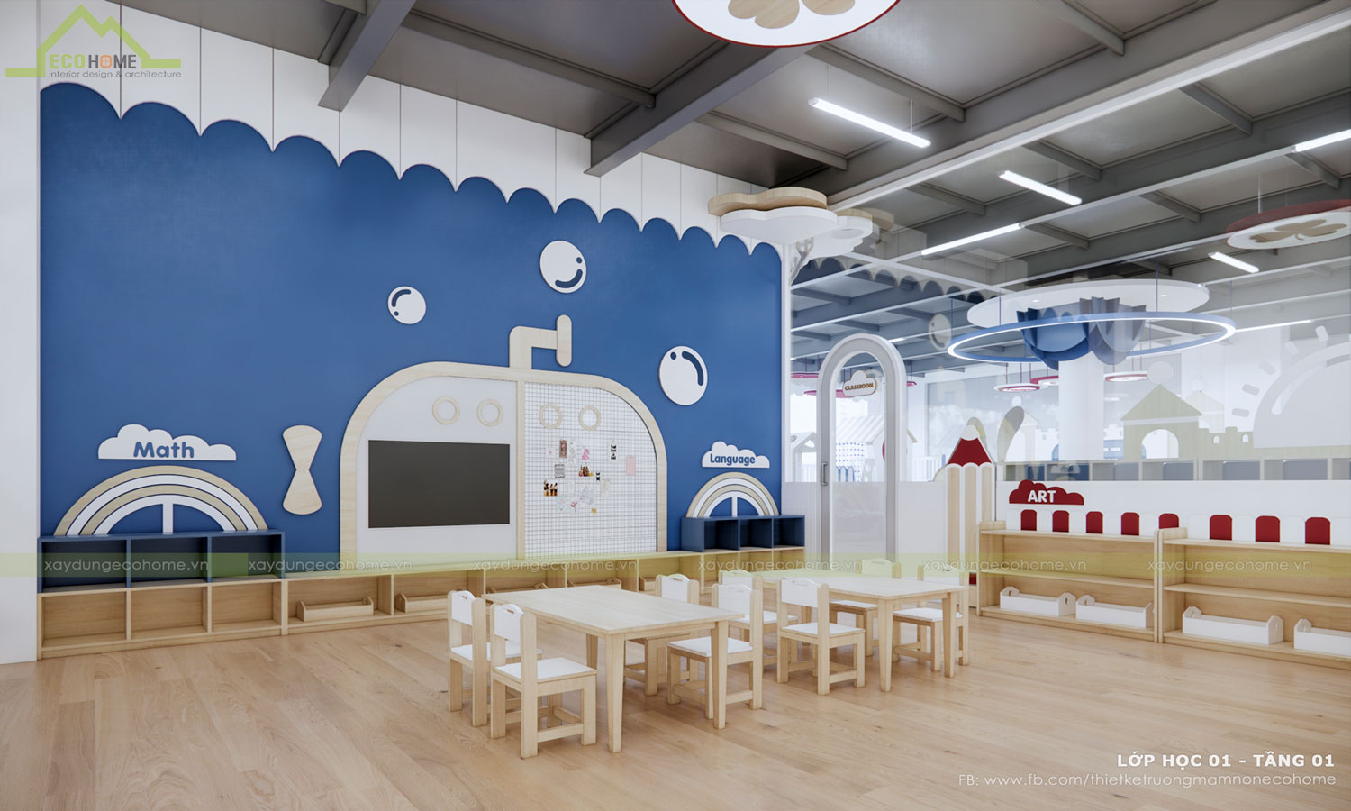 Thiết kế trường mầm non Blue