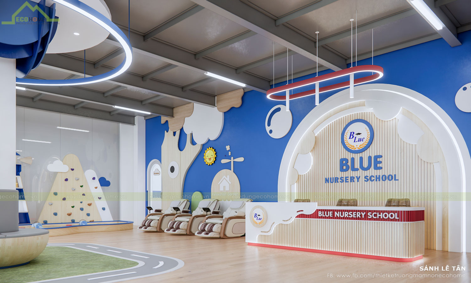 Thiết kế trường mầm non Blue