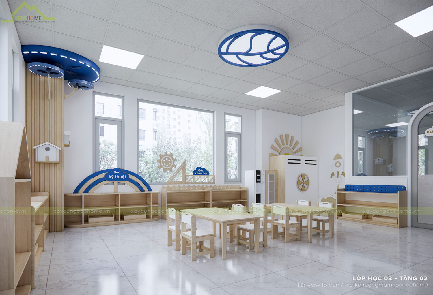 Thiết kế trường mầm non Blue