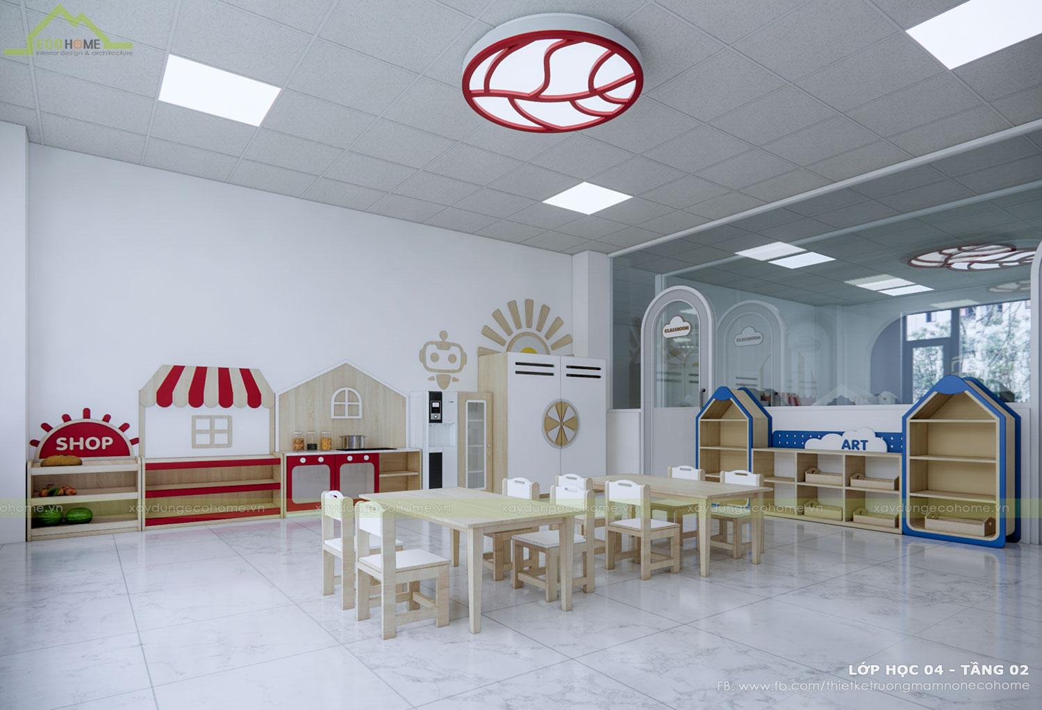 Thiết kế trường mầm non Blue