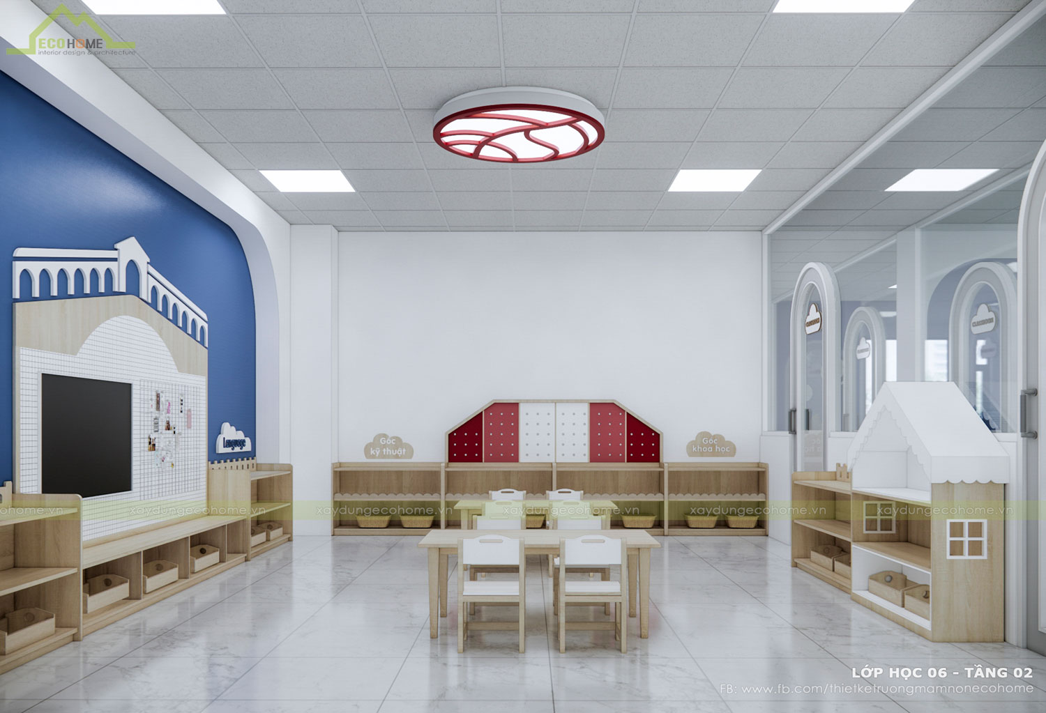 Thiết kế trường mầm non Blue