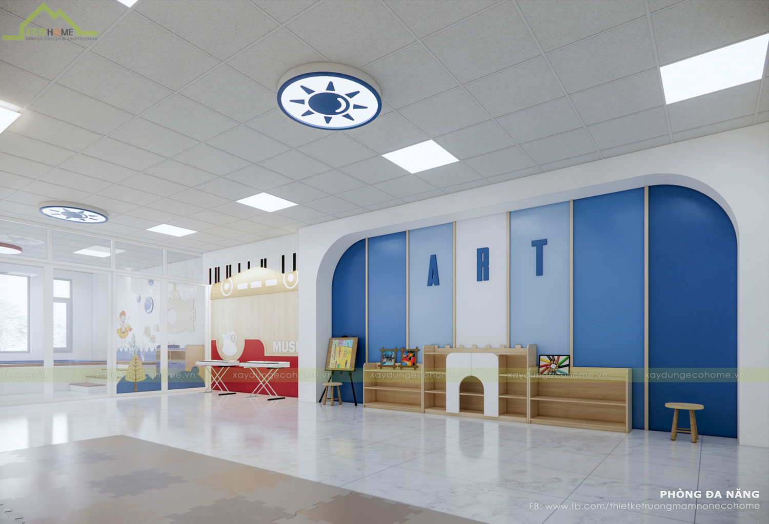 Thiết kế trường mầm non Blue