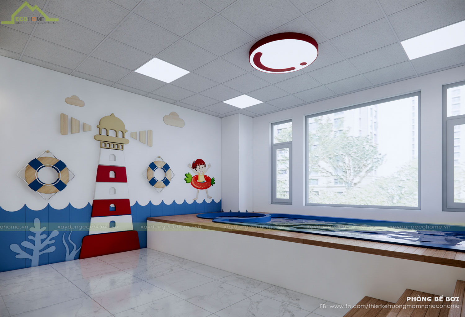 Thiết kế trường mầm non Blue