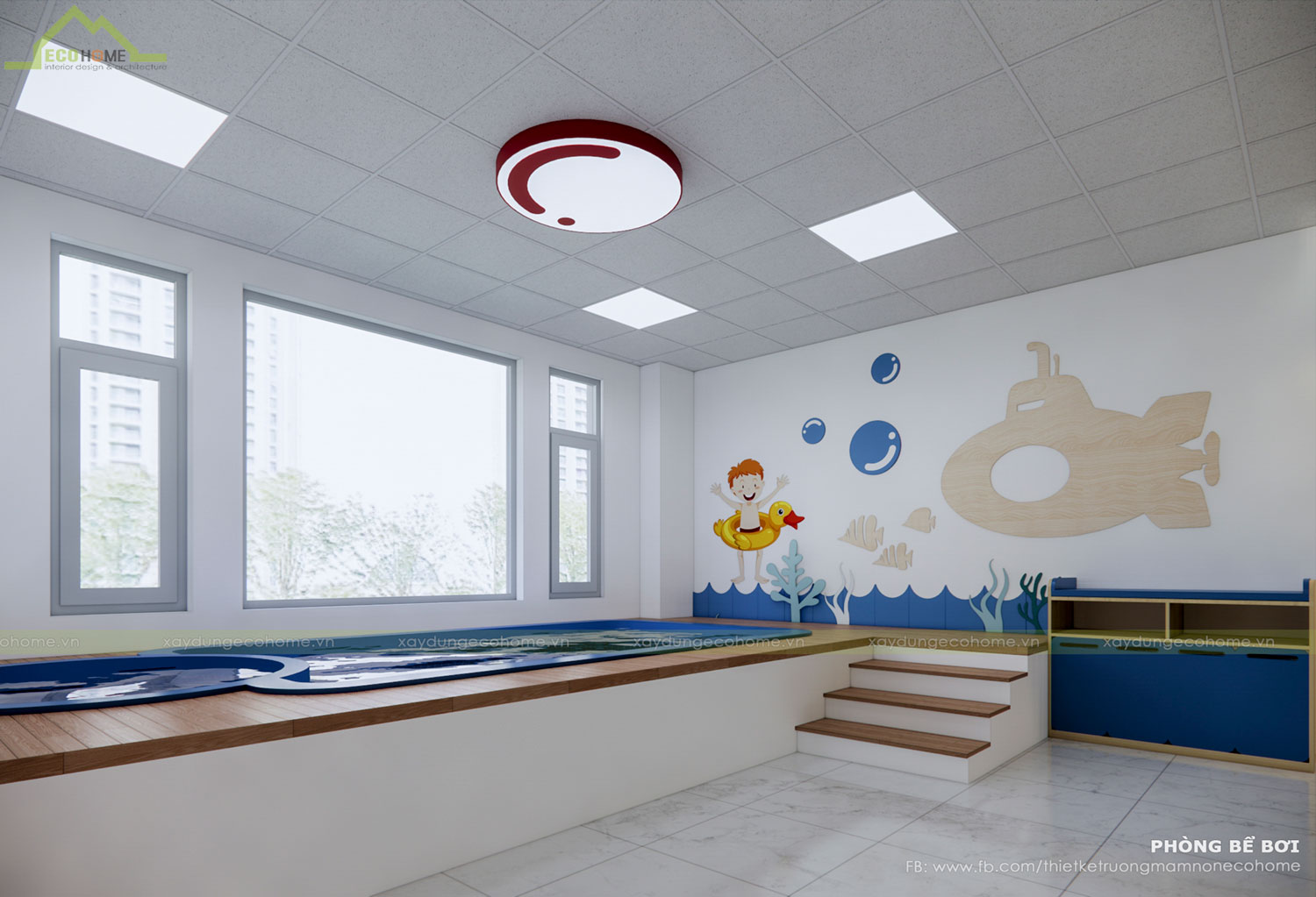 Thiết kế trường mầm non Blue