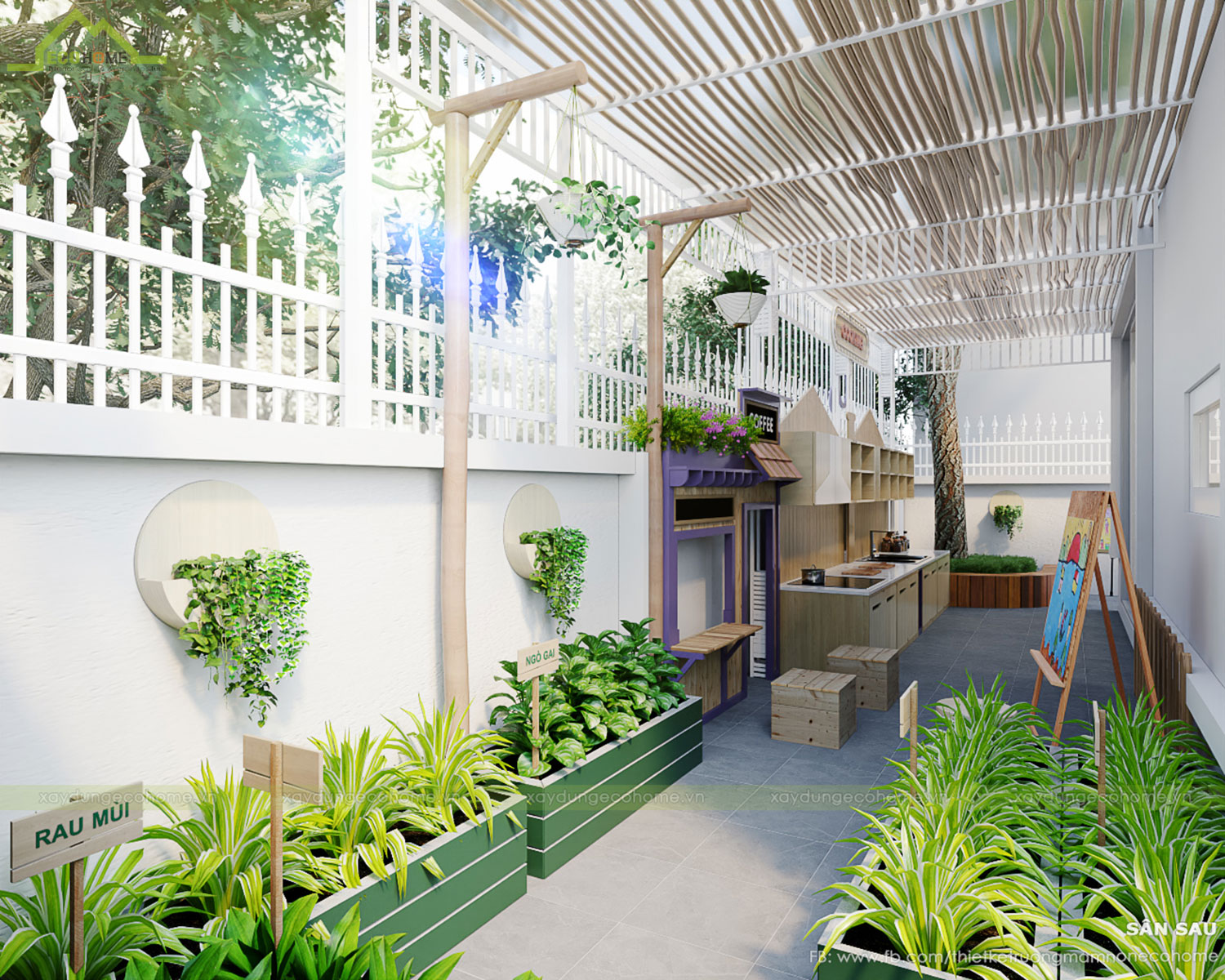 Thiết kế trường mầm non cây sồi 