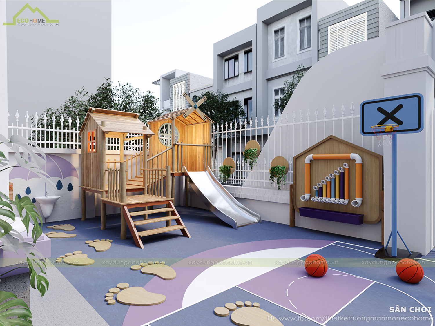 Thiết kế trường mầm non cây sồi 