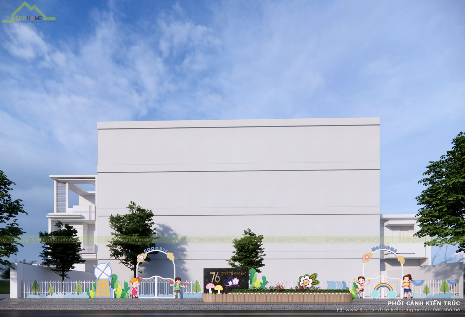 Thiết kế trường mầm non Hoa Anh Đào