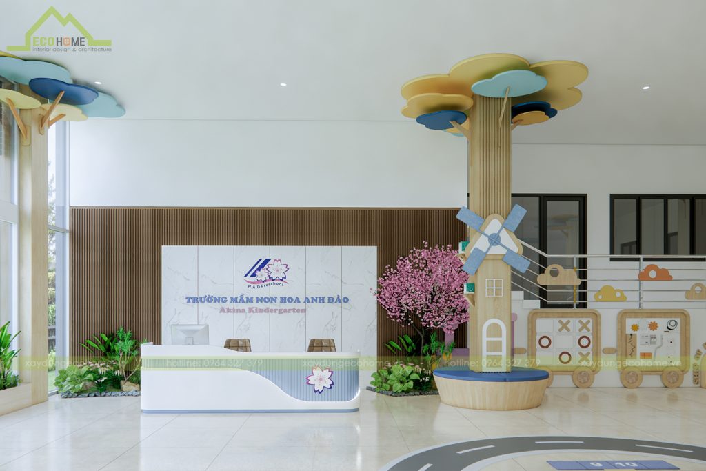 thiết kế trường mầm non hoa anh đào