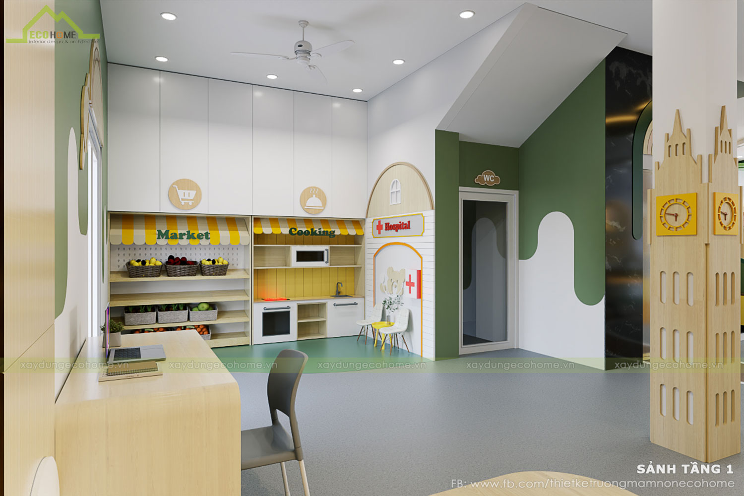 Thiết kế trường mầm non Hoàng Yến