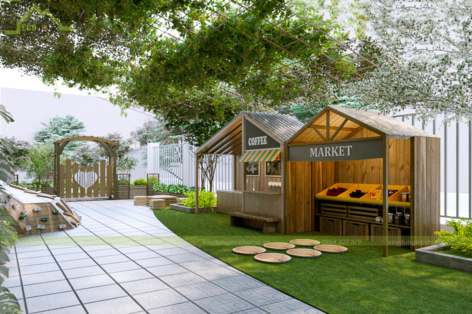 thiết kế sân chơi trường mầm non ngô thì nhậm