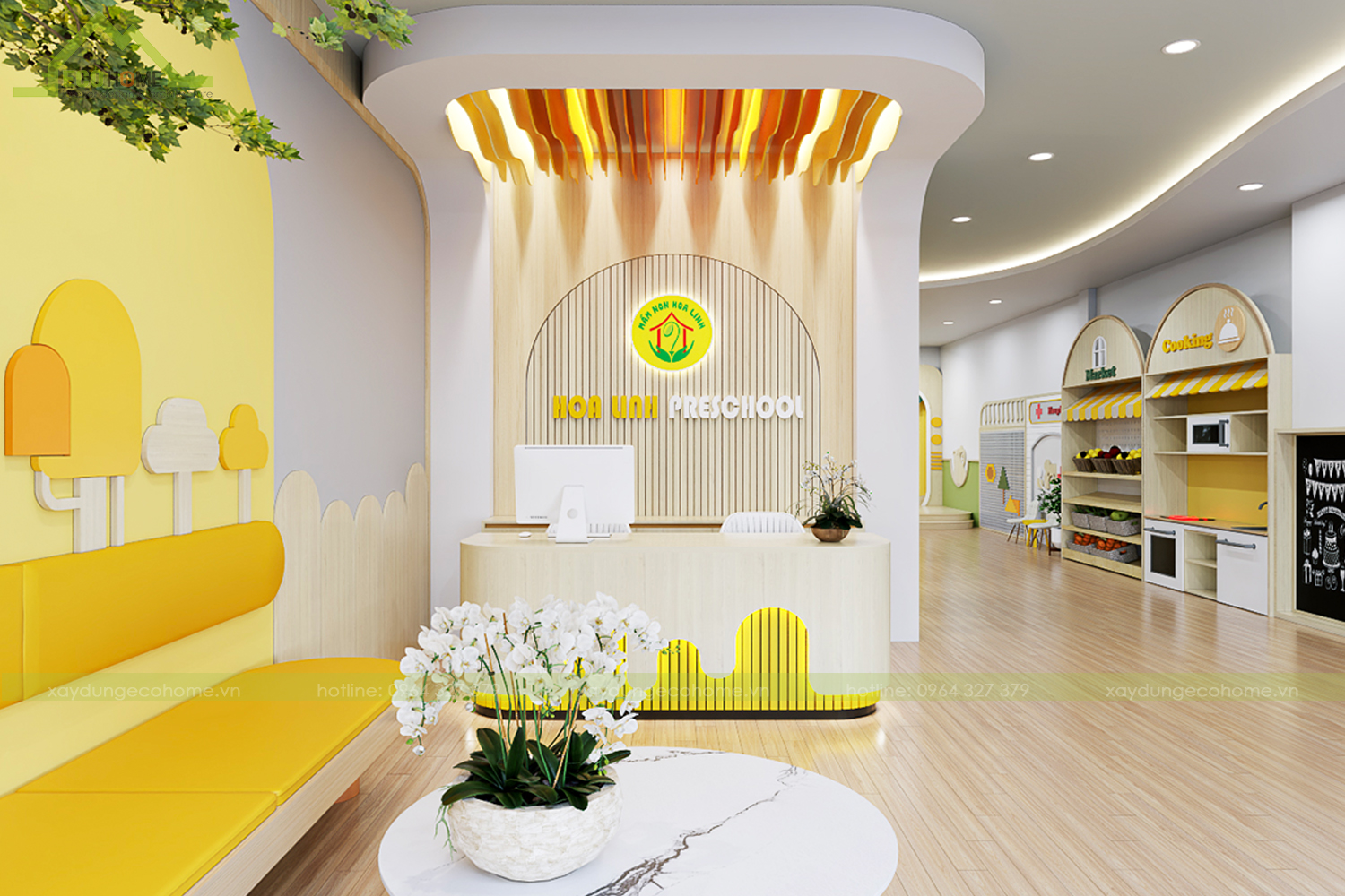 thiết kế trường mầm non hoa linh tại tp hòa bình