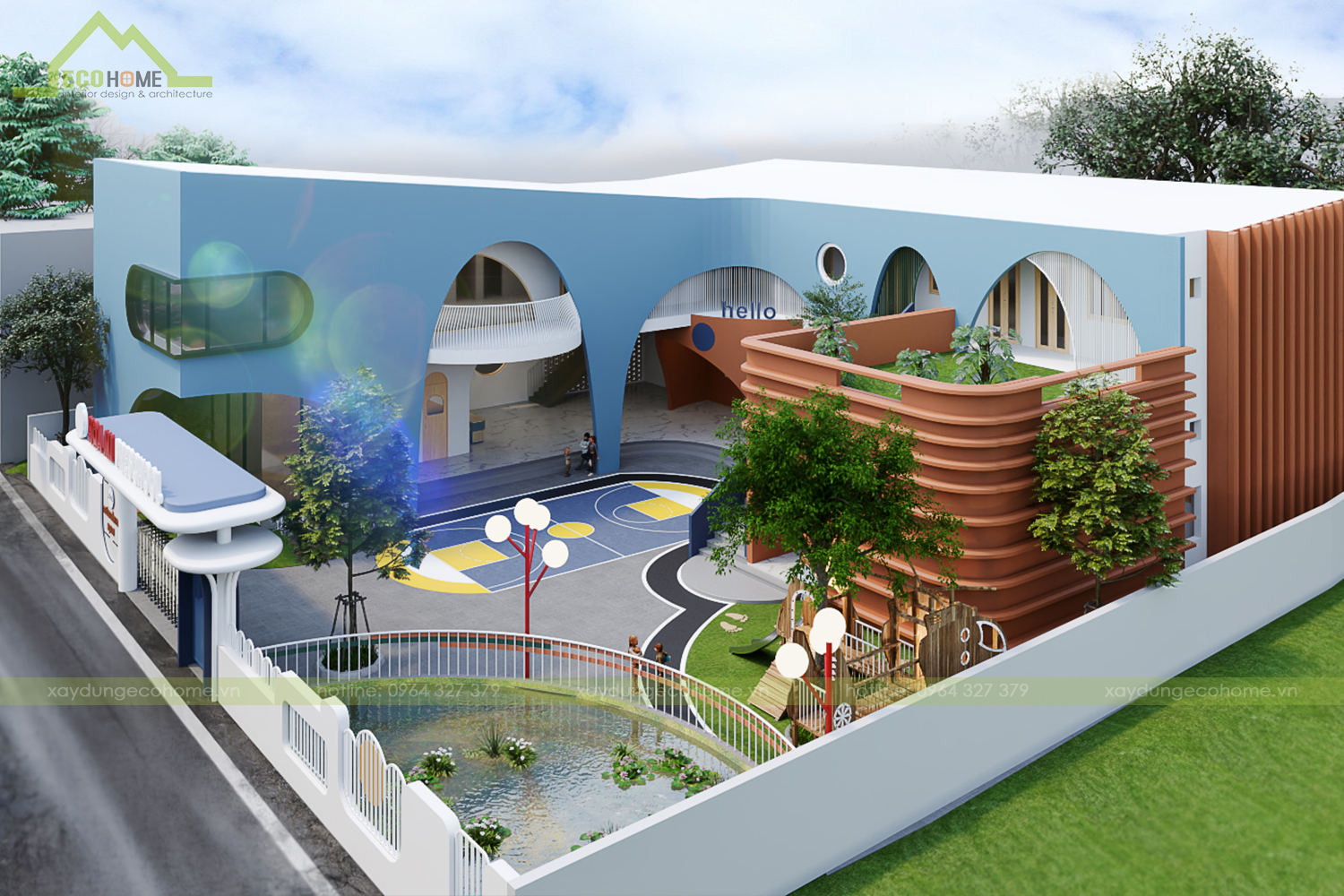 thiết kế trường mầm non họa mi tại ninh bình