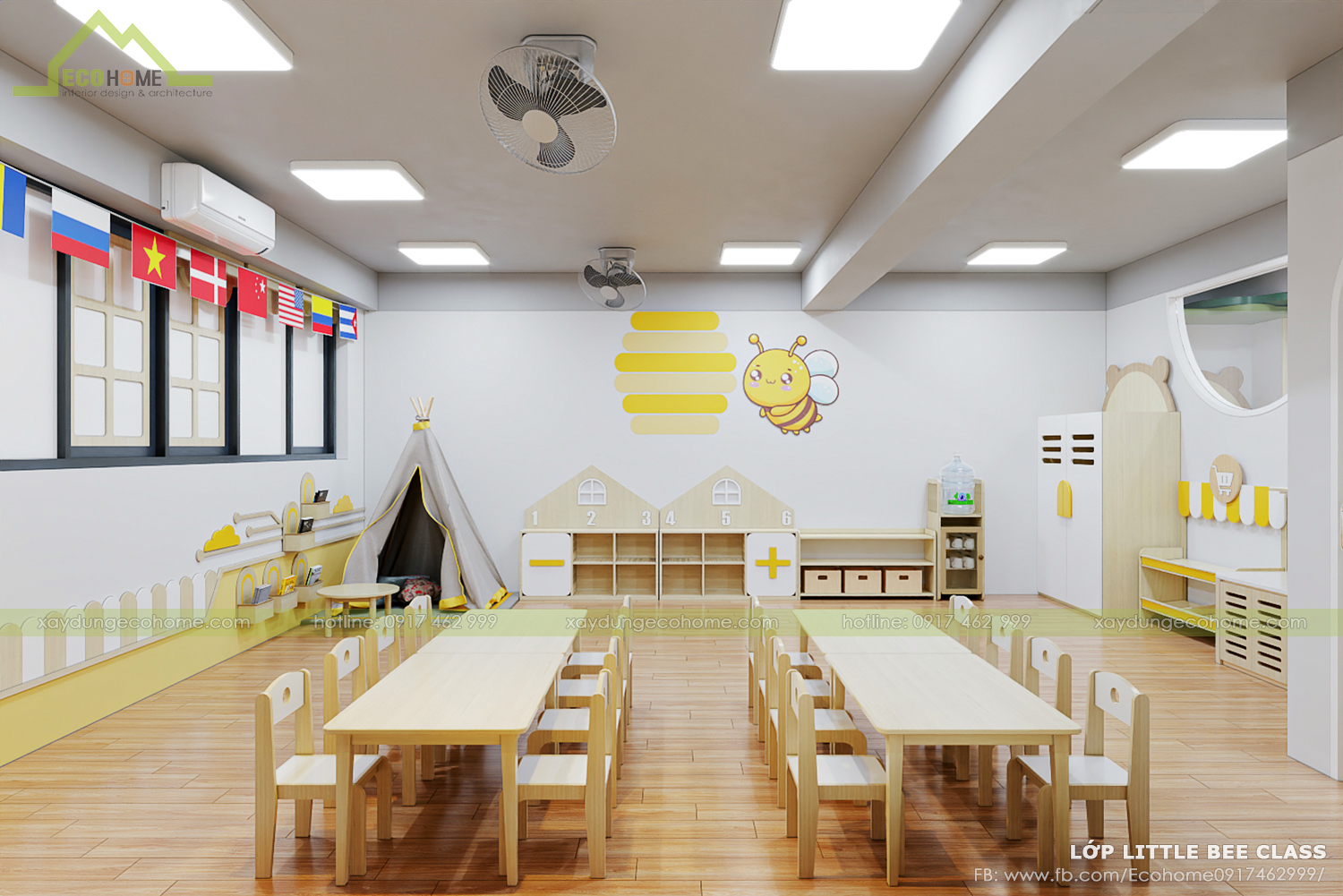 thiết kế lớp mầm non độc lập smart bee preschool