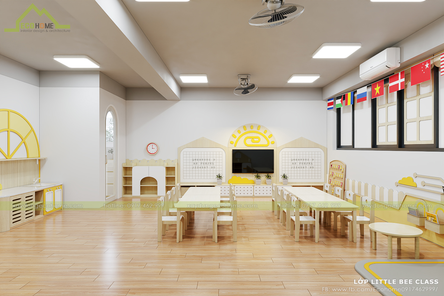 thiết kế lớp mầm non độc lập smart bee preschool