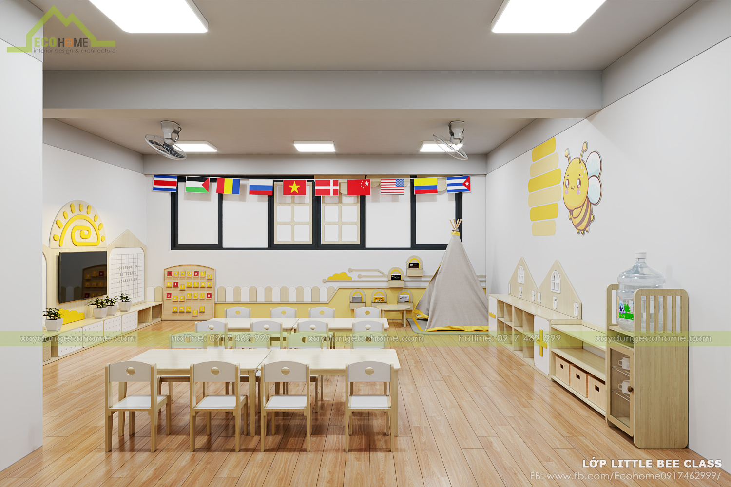 thiết kế lớp mầm non độc lập smart bee preschool