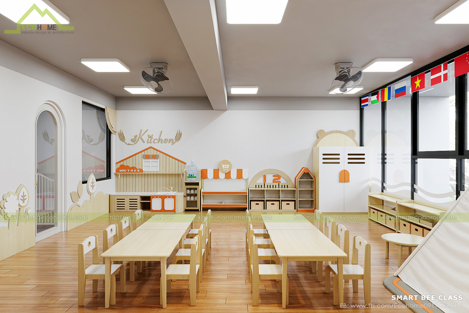 thiết kế lớp mầm non độc lập smart bee preschool