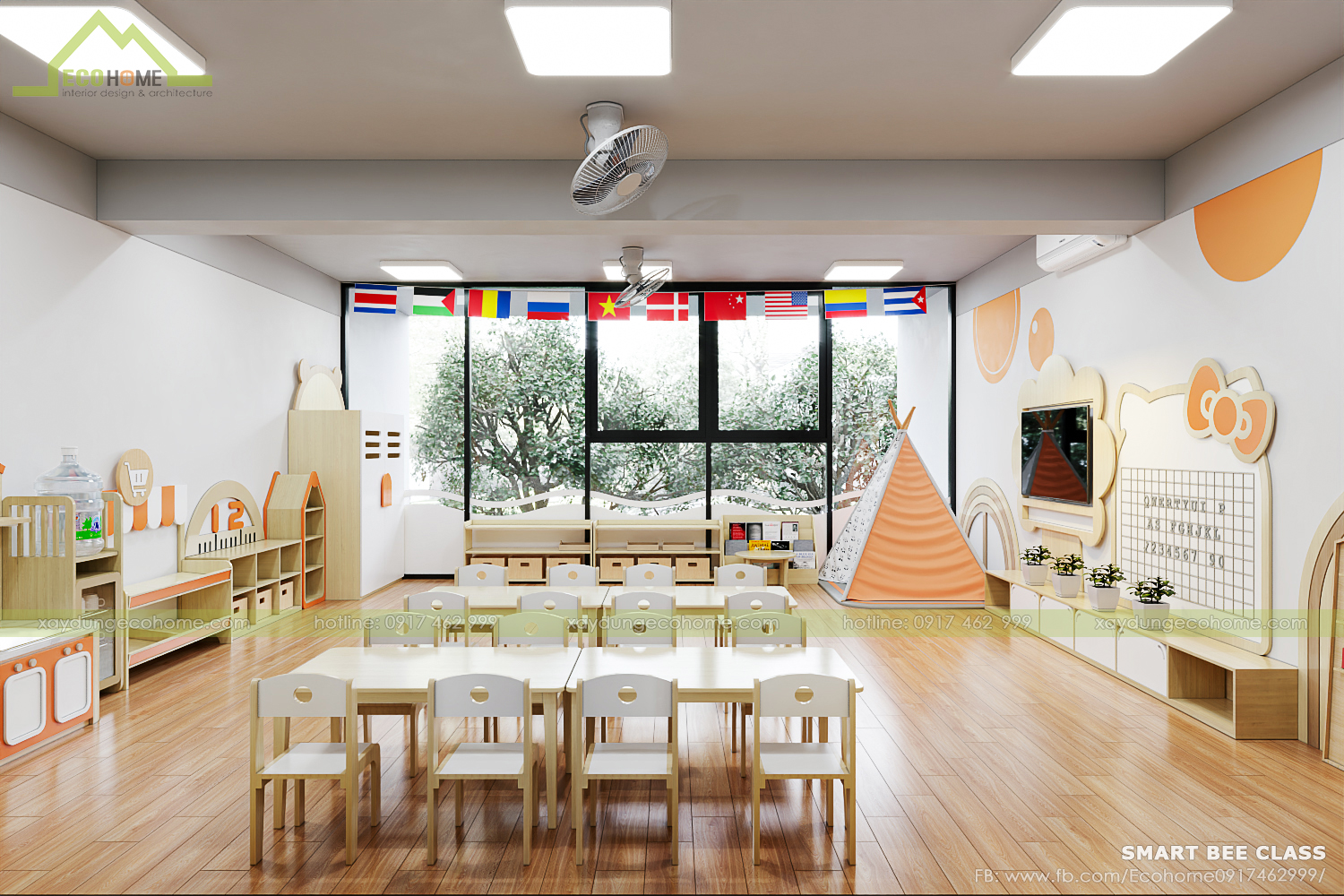 thiết kế lớp mầm non độc lập smart bee preschool