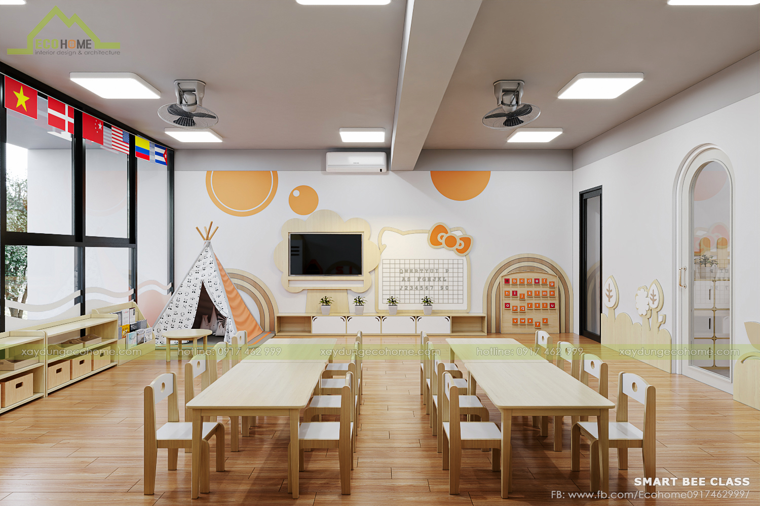 thiết kế lớp mầm non độc lập smart bee preschool