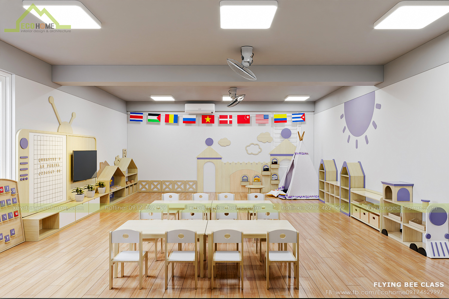 thiết kế lớp mầm non độc lập smart bee preschool