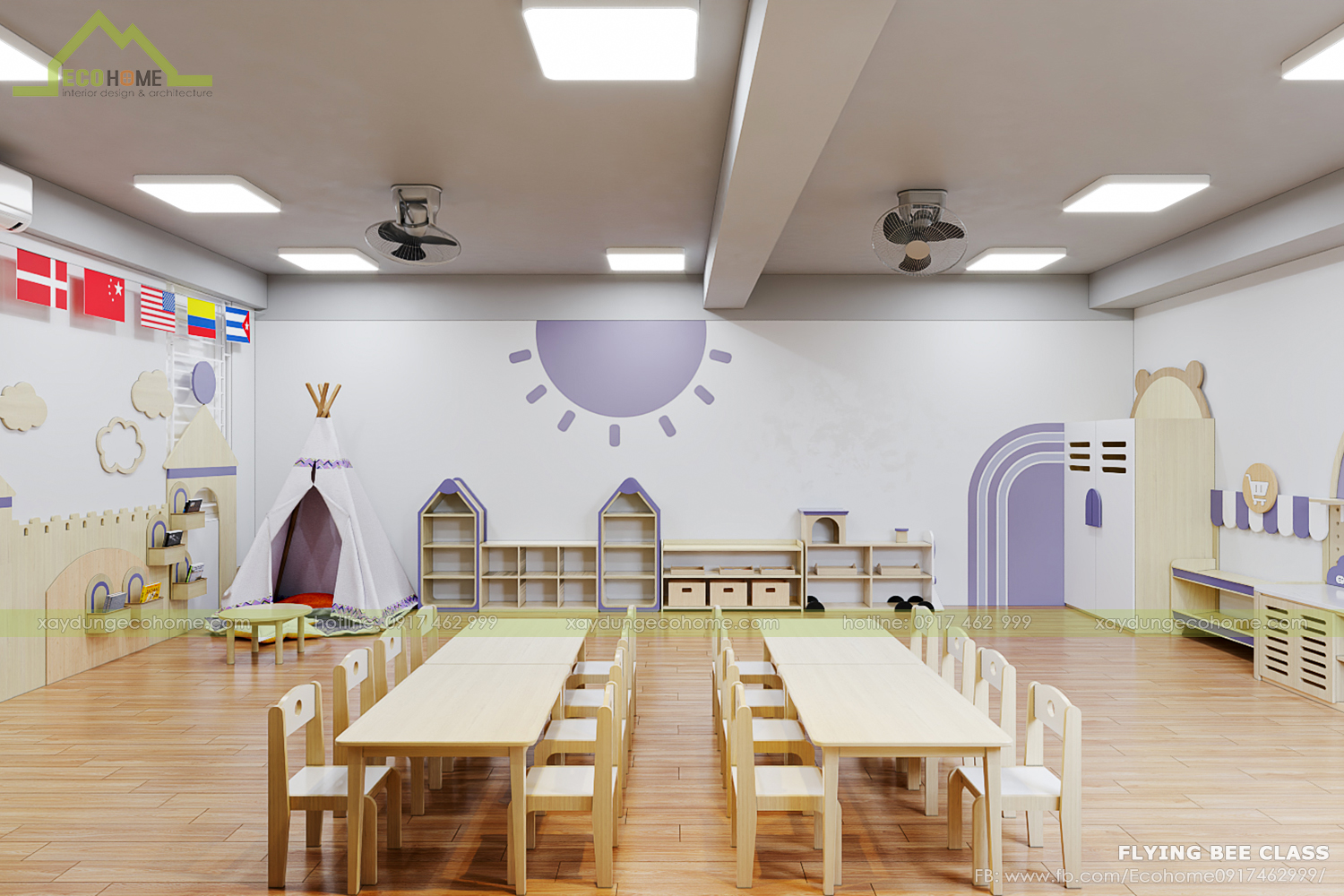 thiết kế lớp mầm non độc lập smart bee preschool