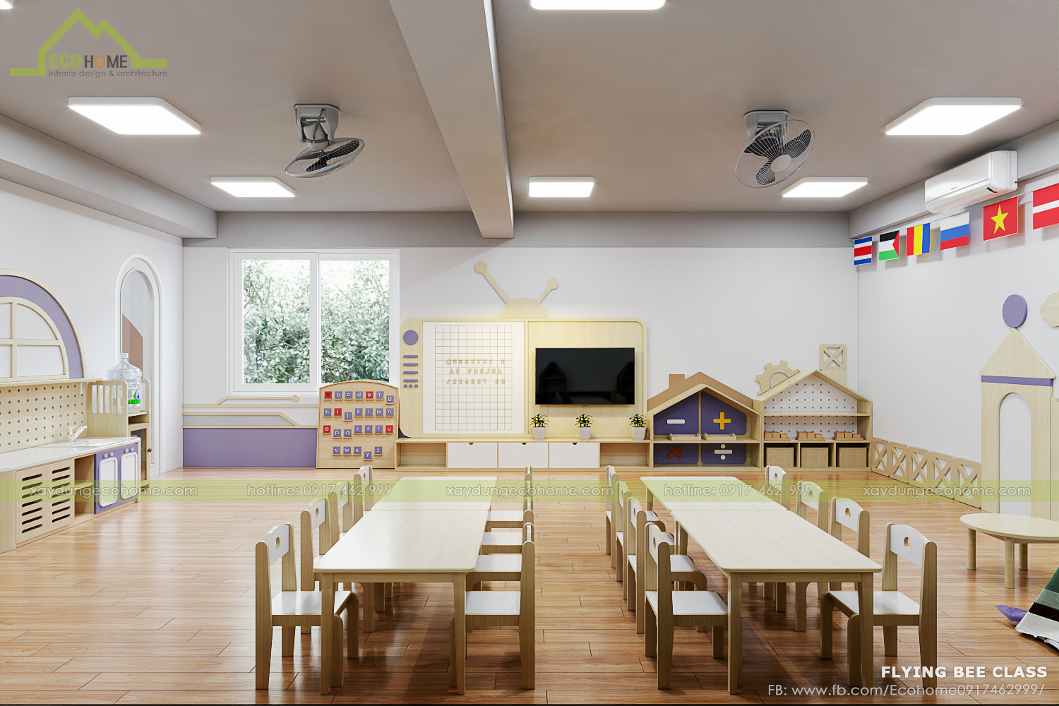 thiết kế lớp mầm non độc lập smart bee preschool