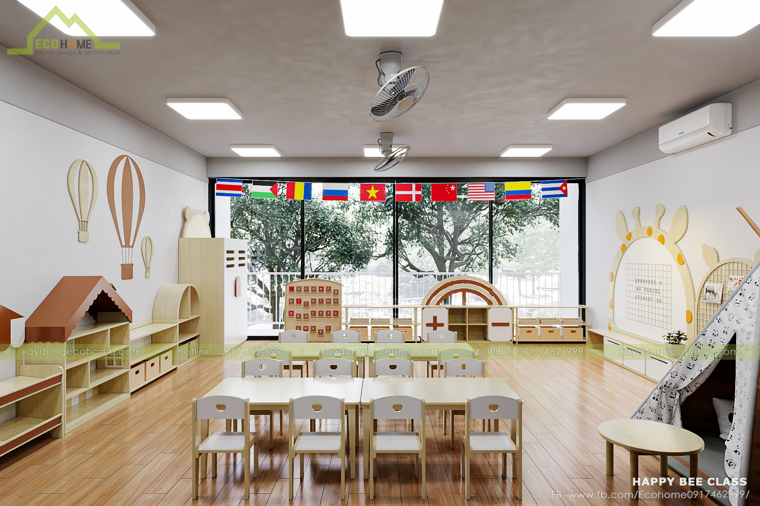 thiết kế lớp mầm non độc lập smart bee preschool