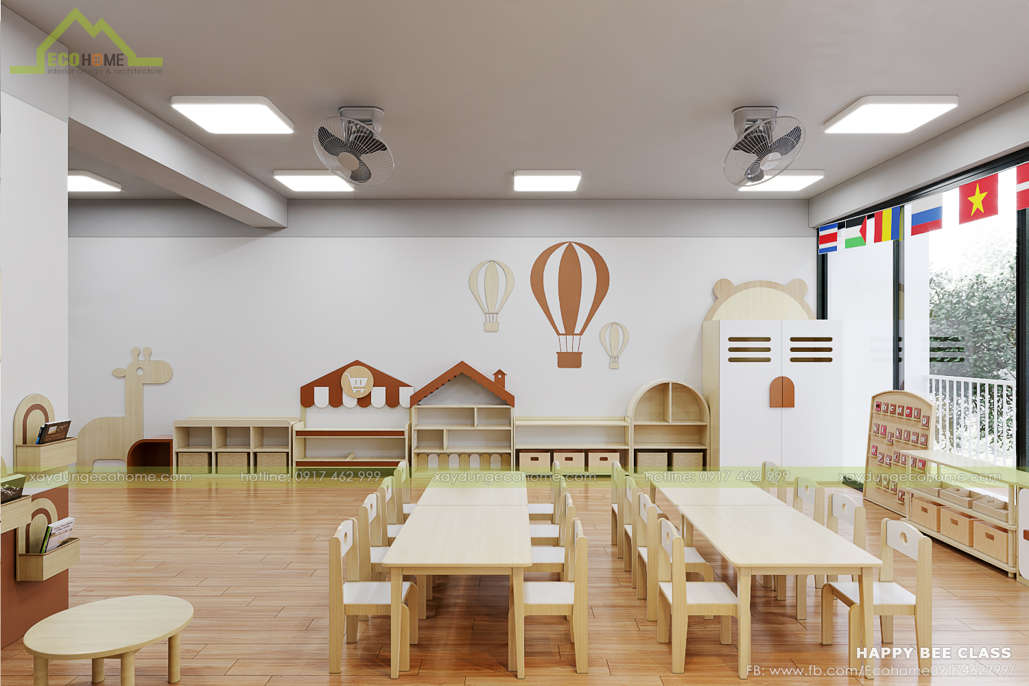 thiết kế lớp mầm non độc lập smart bee preschool