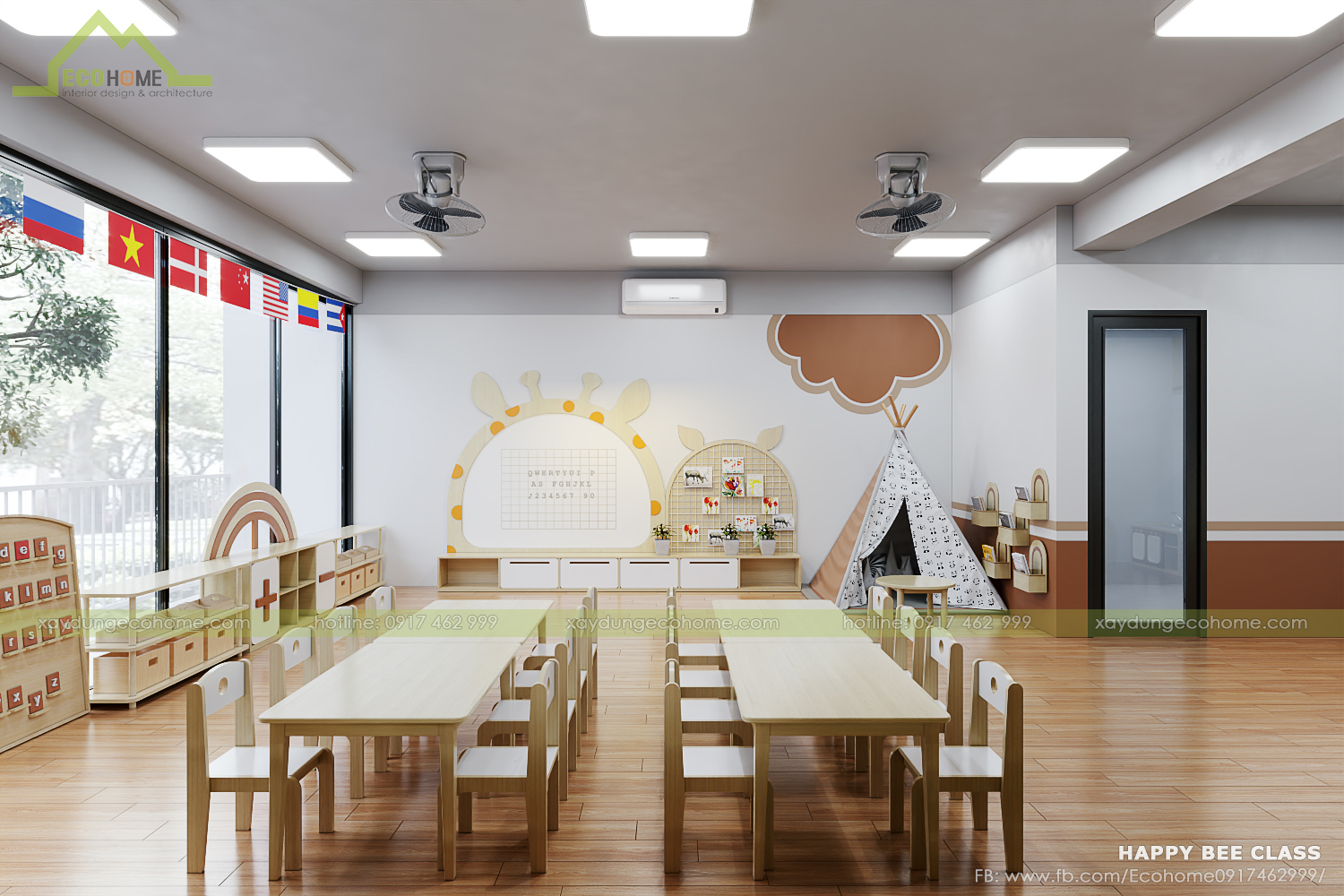 thiết kế lớp mầm non độc lập smart bee preschool