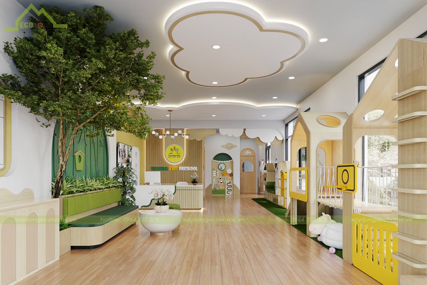 thiết kế thi công trọn gói trường mầm non sunshine kids