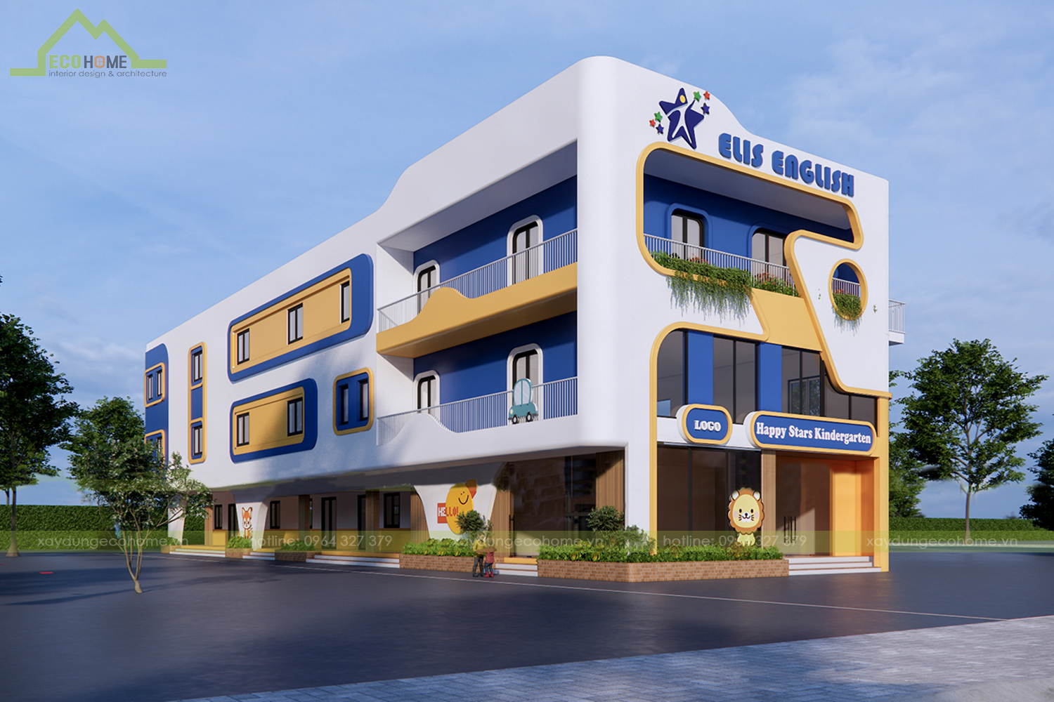 thiết kế trường mầm non happy star