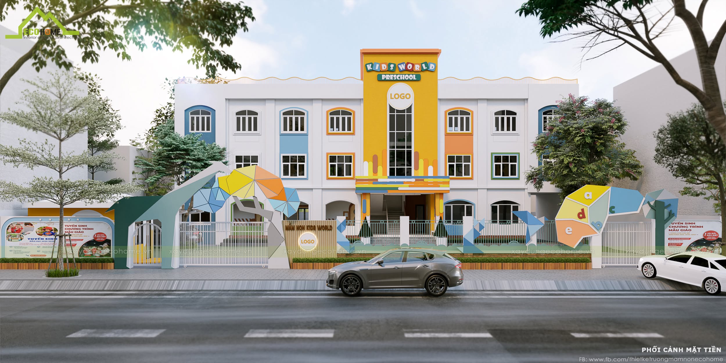 Thiết kế trường mầm non kids world